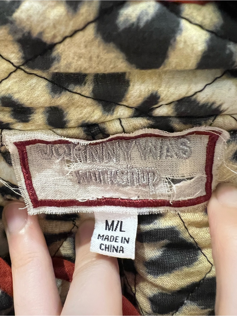 Johnny Was Quilted Patchwork Puffer Jacket in Aqua, Cream & Brown Leopard - Picture 2 of 4